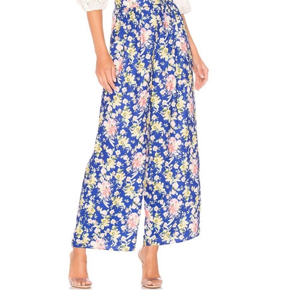 Tularosa Audrey Cobalt Blue / Pink Mixed Floral Wide Leg
Pants Size Small